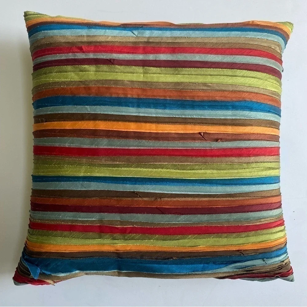 2 Pier 1 Imports Multicolored Stripe Decorative Throw Accent Pillows